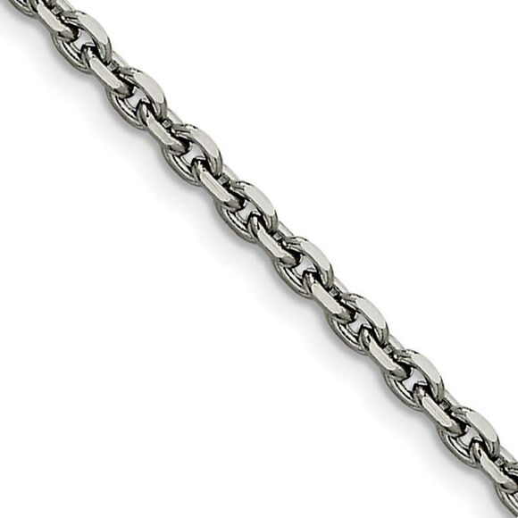 Men's 4.3mm Stainless Steel Polished Cable Chain Necklace 24 Inch